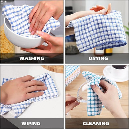 Oeleky 100% Cotton Kitchen Dish Cloths for Washing Dishes, 12x12 Inches Dish Rags, Absorbent Kitchen Cloths Pack of 8, Quick Drying Cleaning Cloths (Mix-3, 12"x12")