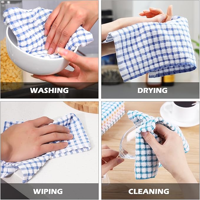 Oeleky 100% Cotton Kitchen Dish Cloths for Washing Dishes, 12x12 Inches Dish Rags, Absorbent Kitchen Cloths Pack of 8, Quick Drying Cleaning Cloths