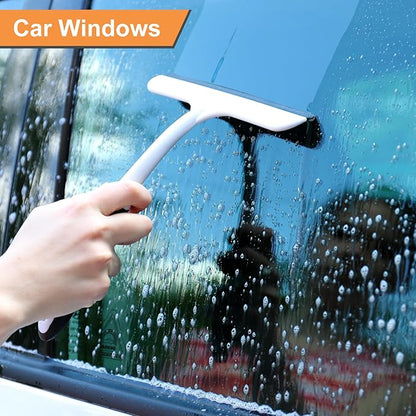 HARFINGTON Shower Squeegee 9.6 Inch Length Water Blade Cleaner Tool Household Mirror Squeegee with Hole for Windshield Window Cleaning Glass Door, Beige