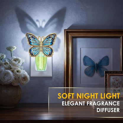 Hohean Wall Fragrance Plug in Compatible with Bath and Body Works WallFlower, Scent Diffuser with Night Light, ETL Certified, Long Lasting Scented Warmer Diffuser Home Office(Blue Butterfly)