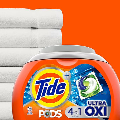Tide PODS Liquid Laundry Detergent Soap Pacs, 4-n-1 Ultra Oxi, HE Compatible 43 Count, Built in Pre-treater for Stains