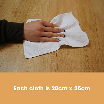 Furniture Clinic Pack of 4 Microfiber Cloths – Lint Free - White Cleaning Cloths - Reusable and Washable