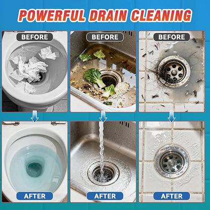 Drain Clog Remover, Crystal Lye Drain Opener, Hair Drains Clog Remover Unclog Bathroom and Kitchen Sinks, Drains, Shower Pipes, Removes Hair, Soap Scum, Blockages, 260g