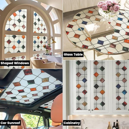 DKTIE Window Privacy Film Frosted Glass Static Cling UV Sun Blocking Heat Control Window Tint Day and Night Insulation Home Bathroom Door Decorative (S533, 23.6in X 118.1in)
