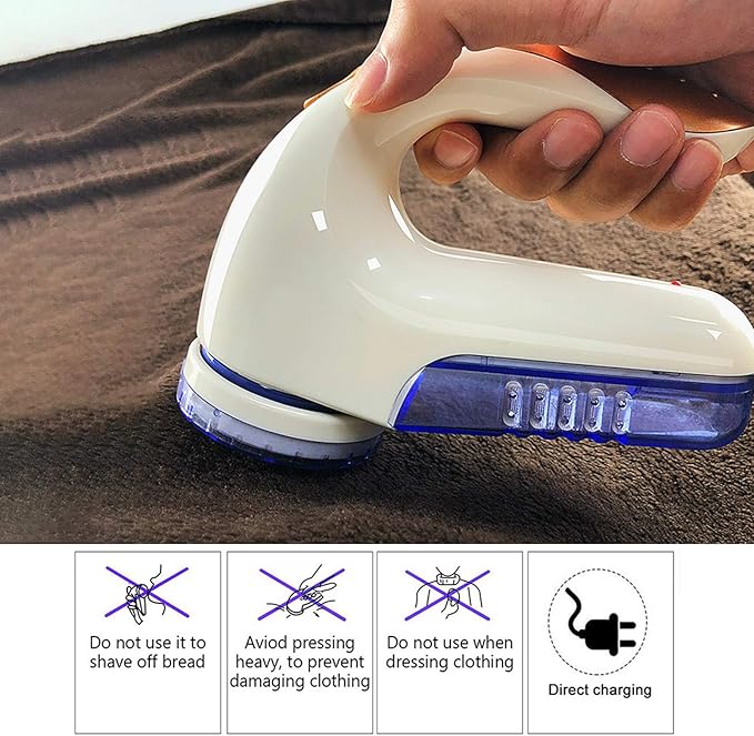 Fabric Shaver, Electric Fuzz Lint Remover, Portable Fabric Shaver and Effectively Sweater Defuzzer with Replaceable Blades for Clothes Furniture Couch Curtain (US)