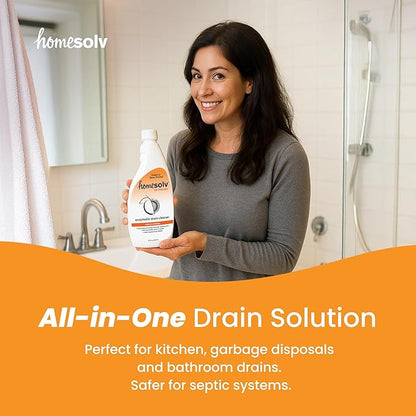 Enzyme Drain Cleaner and Deodorizer - Breaks Down Grease Build Up, Eliminating Odors and Smells, Septic Safe, Non-Caustic Sink Drain and Garbage Disposal Cleaner (22 Fl Oz 2 Pack)