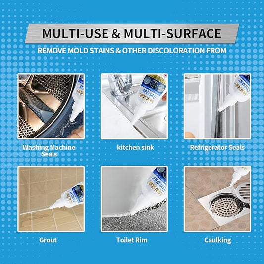 Home Stain Cleaner, 7 fl oz Mold Stain Cleaner Gel for Washing Machine, Home Stain Cleaning Gel for Fridge, Tile, Grout, Sink, Shower, Caulk, and Front Loader Seal