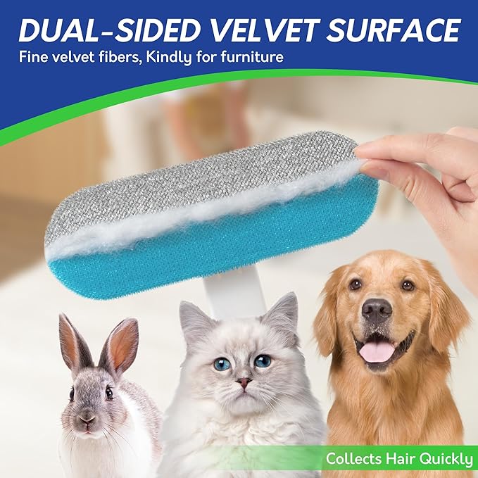 BOOMJOY Pet Hair Remover - Reusable Dog Cat Hair Remover Brush for Furniture, Couch, Carpet - Lint Remover for Pet