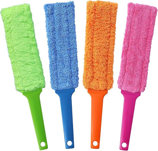 4 Pack 16-Inch Length Microfiber Dusters, Reusable and Washable, Soft Fibers with Strong Dust Adsorption Ability,Very Suitable for Home Cleaning, Office Cleaning, and car Cleaning