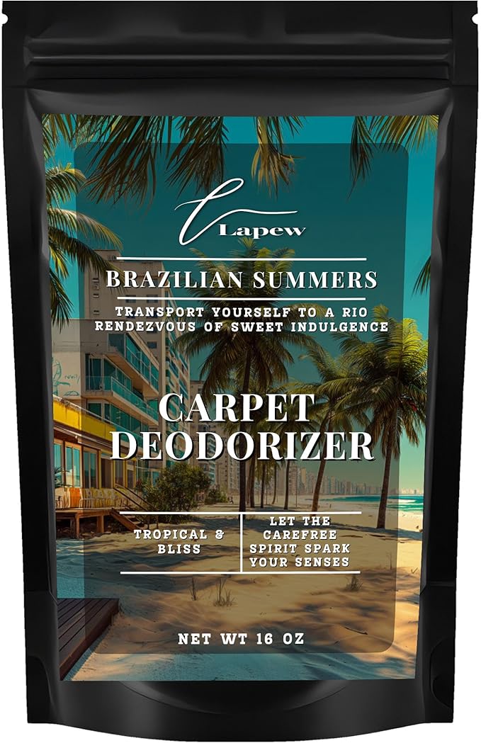 Lapew Brazilian Summers Carpet Deodorizer Powder - Brazilian Waves Freshener for Vacuuming | Scented Odor Eliminator for Home | 16 oz