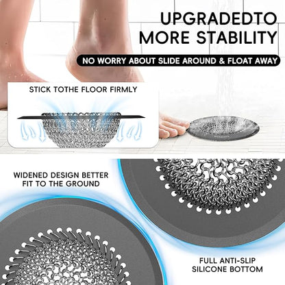 wokdada Bathtub Drain Hair Catcher: Fast Drainage Shower Version, Reversible 304 Stainless Steel Protector. Fits Pop-Up & Regular Bathroom Drains (Dark Gray)