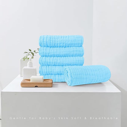 Muslin Burp Cloths 100% Cotton Large 20''x10'' Extra Soft and Absorbent Baby Wash Cloths Spit Up Rags - Baby Burping Cloth for Boys Girls Items(12 Pack Aquamarine)