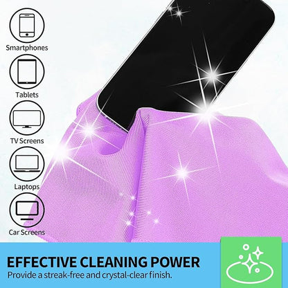 HOMERHYME Microfiber Cleaning Cloth - 6 Pack Glasses Cleaning Cloth, 16" x 14" Window Cleaning Rags, Streak Free Lint Free Polishing Cloths Wipes for Eye Glass, Stainless Steel, Windshield, Purple