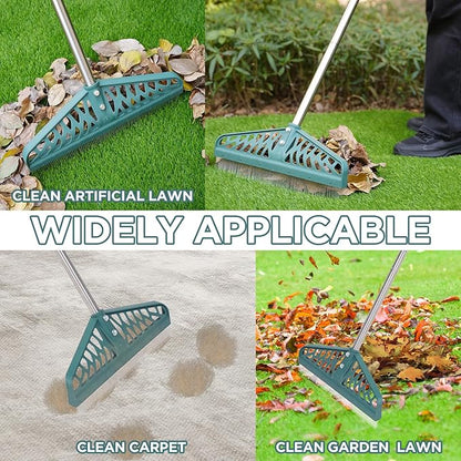 Artificial Turf Rake with Adjustable Steel Handle from 32 to 61 Inch, Durable Artificial Grass Rake, Turf Brush for Cleaning pet Hair, Large Fallen Leaves and Dead Grass from Artificial Turf