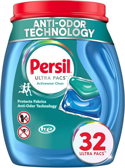 Persil Ultra Pacs Activewear Clean Laundry Detergent, 32 count