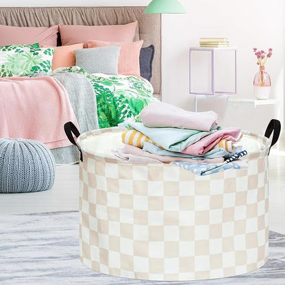MAIZMZ Checkered Storage Basket Extra Large 80L Kids Hamper Baby Laundry Basket Waterproof Toys Car Organizer Collapsible Canvas for Home/Dorm/Pet/Office/Closet/Shelf/Gift Baskets