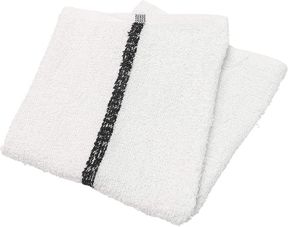 Arkwright Bar Mop Towels, Pack of 12, 100% Cotton Kitchen Dishcloths, Absorbent Quick Dry Cleaning Cloths for Restaurant, Bar and Home Kitchen, 16 x 19 in, White/Black