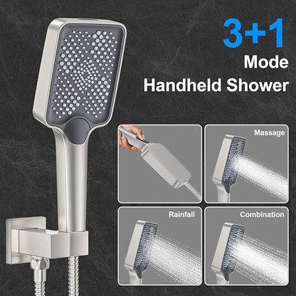 Shower Faucet Set,Brushed Nickel Push Button Shower System with Rain Shower and Handheld,Brushed Shower Faucet with Valve Ceiling Mount 12 Inch Shower Head and 6 Inch Shower Head with Handheld