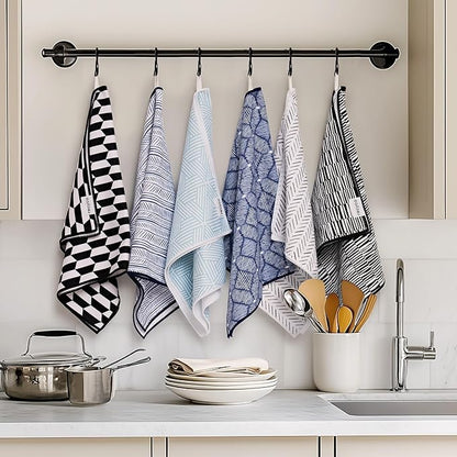 RECYCO Waffle Kitchen Towel Set of 2 - Quick Dry Microfiber Sustainable Dish Towels - Ultra Absorbent Reusable Cleaning Tea Towels - Lightweight Hand Towels,16”x 28”, Modern Maze