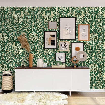 Timeet Floral Wallpaper Peel and Stick Wallpaper Birds and Butterfly Wallpaper 16.14"x393.7" Vintage Flower Contact Paper Self Adhesive Removable Wallpaper for Walls Covering