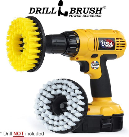 Drill Brush - 5-inch Spin Brush Cleaning Kit - Calcium, Mineral Deposits, Soap Scum, Rust - Hard Water Stain Remover - Grout Cleaner - Shower Curtain - Bath Mat - Bathroom Accessories - Shower Door