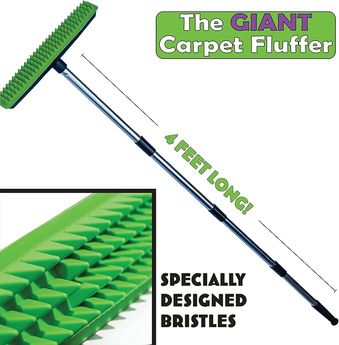 Giant Carpet Fluffer Large Carpet Rake for Reviving Matted Rugs & Pile Restoration, Removing Pet Hair, Fluffing Carpet Fibers