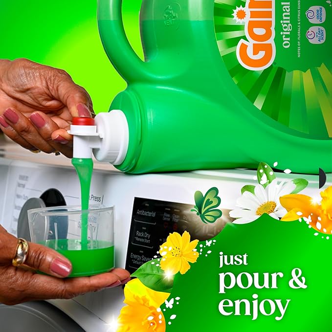 Gain Liquid Laundry Detergent, Original Scent, 154 fl oz, 107 Loads, Freshness + Odor Fighting, High Efficiency Washing Machine Liquid Cleaning Soap