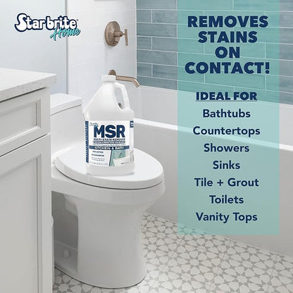 STAR BRITE Home MSR Multi-Stain Remover with Bleach - Fast-Acting Cleaner for Kitchen & Bath - Whitens, Brightens and Removes Stains and Scum on Grout, Tile, Sinks and Countertops