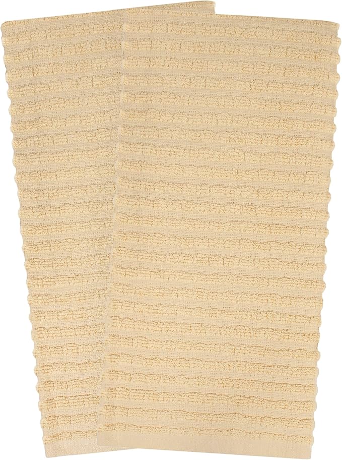 Ritz Royale Collection 100% Combed Terry Cotton, Highly Absorbent, Oversized, Kitchen Towel Set, 28" x 18", 2-Pack, Solid Latte Brown
