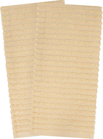 Ritz Royale Collection 100% Combed Terry Cotton, Highly Absorbent, Oversized, Kitchen Towel Set, 28" x 18", 2-Pack, Solid Latte Brown