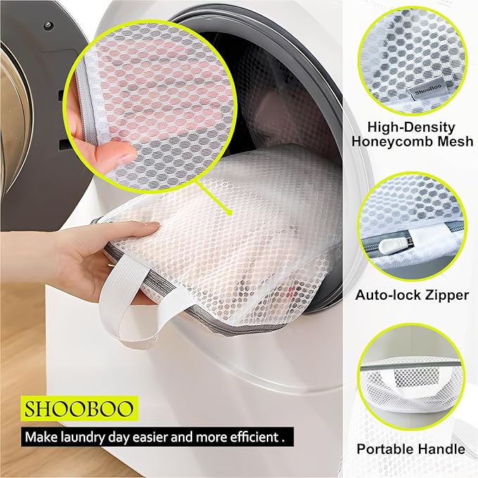 2-Pack Hanging Laundry Bag for Washing Machine, Large & XL Mesh Laundry Bags for Delicates with S Hooks, Durable Zippered Wash Bags for Clothes, Socks, Lingerie