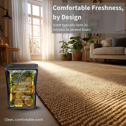 Lapew Lemon & Eucalyptus Carpet Deodorizer Powder - Pet Safe Freshener for Vacuuming | Scented Odor Eliminator for Home | 36 oz