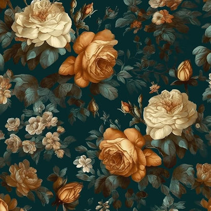 Fvlow Glowing Floral Peel and Stick Wallpaper Vintage Dark Green 17.4" x 118" Vinyl Wrap Worktop Covering Self Adhesive Removable Flowers Contact Paper for Cabinets Drawers Home Decor