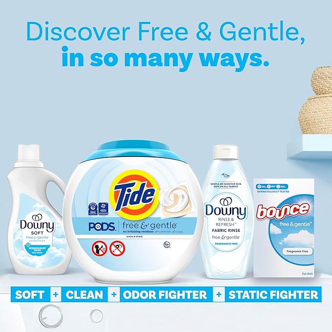 Tide PODS Free & Gentle laundry detergent, 76 ct, Trusted, gentle laundry detergent pods, 100% free of irritating residues: no added dyes and perfumes