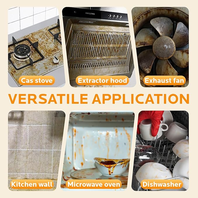 Kitchen Cleaner Spray for Oven Cleaner - clean up kitchen oil stains Degreaser for Range Hoods, Cooktop Cookware & Appliances - Rich Foam & Deep Cleaning for Heavy Duty
