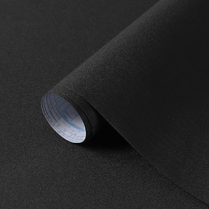 HeloHo Solid Black Wallpaper Matte Textured Peel and Stick Wall Paper Modern Self Adhesive Removable Waterproof Contact Paper for Living Room Bedroom Decor 78.7"X17.3"