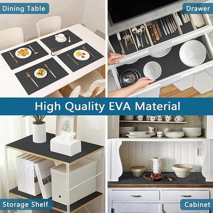 Self Adhesive Shelf Liner, Peel and Stick Drawer Liner Waterproof Contact Decor Liner with Grain Texture for Kitchen Walls Cabinets, Bedroom Classroom, Cover Book (Black, 23.6 x 236.2 inches)