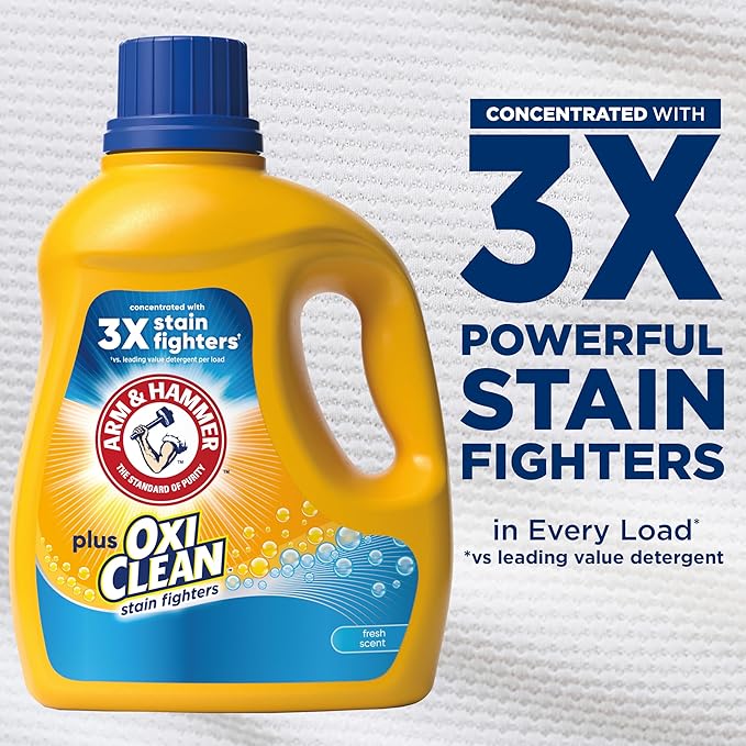 ARM & HAMMER Plus OxiClean Fresh Scent, 77 Loads Liquid Laundry Detergent, 100.5 Fl oz