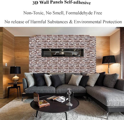 3D Wall Panels Peel and Stick,3D Brick Wallpaper Peel and Stick 10Pack Self-Adhesive Stone Waterproof PVC Wall Panels for Living Room,Interior, Lobby Bedroom(Light Brown Stone)