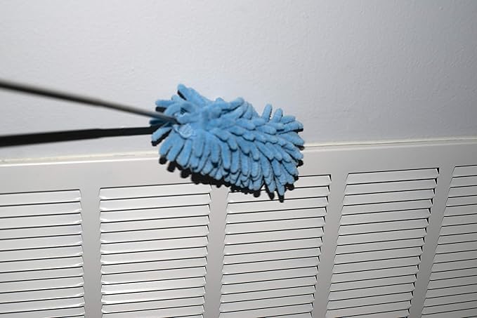 Telescopic Duster, Bendable Microfiber Duster with Extendable Handle, Extend Your Reach up to 6.5', Assorted Colors - Blue/Gray, Pack of 2