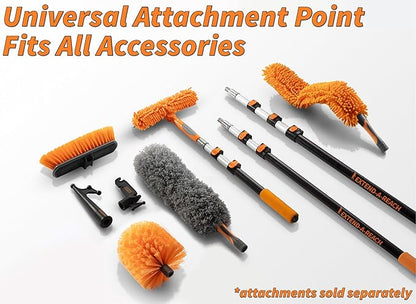 30 Foot High Reach Duster Kit with 5-24 ft Extension Pole // High Ceiling Dusting and Window Cleaning Kit with Telescopic Pole // Window Washer & Squeegee, Cobweb Duster, Fan Blade and Feather Duster