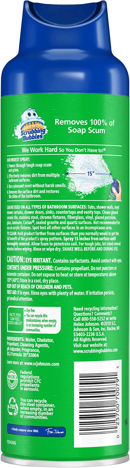 Scrubbing Bubbles Mega Shower Foamer and Disinfectant Aerosol, Rainshower, 20 oz,(Pack of 8)