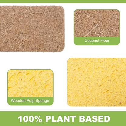 Yolaist 12 Pack Non-Scratch Scrub Sponge, Natural Kitchen Sponges for Cleaning Kitchen, Scratch Free Biodegradable Sponges for Dishes, No-Stick Cookware