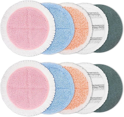 10 Pack Electric Mop Pads, 6.3/6 Inch Spin Power Mop Replacement Pads for bissell/alfabot/vmai/teko/eous/vm6/devoac/kactor/redkey/gobot/devoac/shark- Round Spinwave Spin Mop Pads for Floor Cleaning