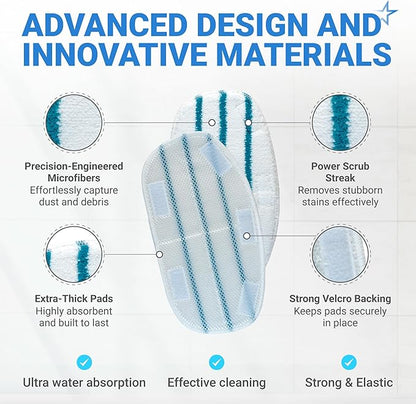 BlueStars 10-Pack Replacement Microfiber Steam Mop Pads Compatible with PurSteam ThermaPro 10-in-1 and ThermaPro 211 Steam Mop Cleaners – Washable and Reusable Mop Pads for Steamer Floor Cleaning