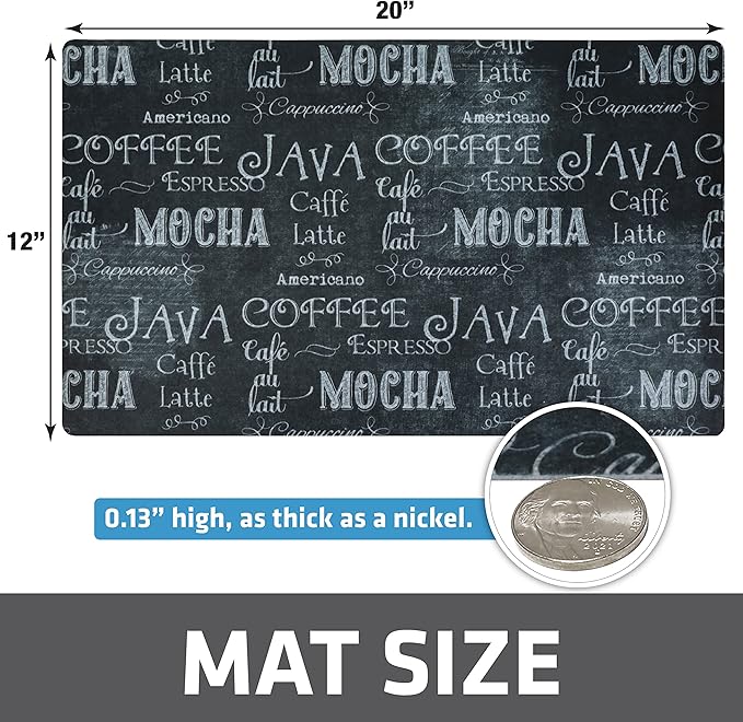 Drymate Coffee Maker Mat, (Coffee Station Bar Accessory) Protects Kitchen Countertops From Spills, Stains & Scratches, Absorbent, Waterproof, Washable (USA Made) (12” x 20”) (Java Chalkboard)