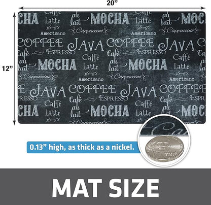 Drymate Coffee Maker Mat, (Coffee Station Bar Accessory) Protects Kitchen Countertops From Spills, Stains & Scratches, Absorbent, Waterproof, Washable (USA Made) (12” x 20”) (Java Chalkboard)