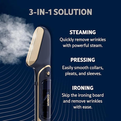 Conair Steam Stylist with Fabric Shaver, Extra Water Tank, and Storage Bag - Amazon Exclusive | Press Iron & Steamer - Great for Home, Office, or Travel | 3-in-1 Steam Iron for Quick Wrinkle Removal