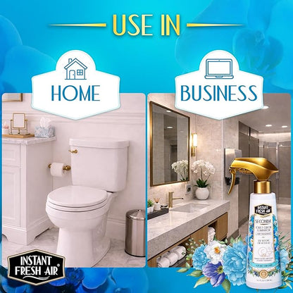 Seconda Premium Toilet Spray - Bathroom Air Freshener & Toilet Bowl Odor Eliminator - For Home, Business, School - Bathroom Deodorizer - Long Lasting Orchid Fragrance - 10.1 fl oz.