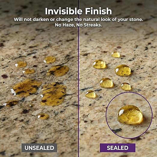 Meuvcol Granite Sealer & Protector Spray - 35 Oz Marble Sealer for Quartz, Quartzite, Stone, Granite Countertops - Prevents Water Spots & Oil Stains - Non-Toxic Stone Care for Kitchen, Bath & Shower